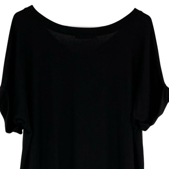 Shelia Rose Cuffed Short Sleeve Hi-Lo Tunic V-Neck Tee Shirt in Black Size Large - Picture 4 of 7